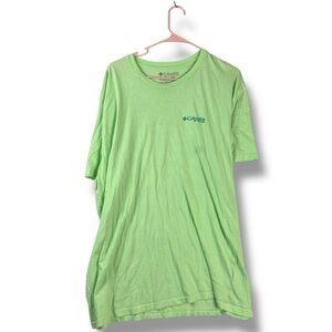 Columbia FPG Mens 2XL XXL Mint Green T-Shirt Graphic Print Cotton Short Sleeve